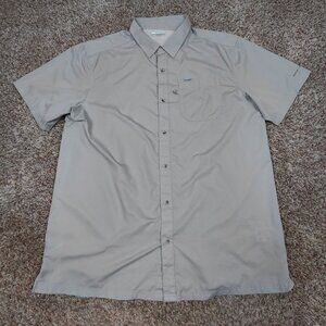 Columbia Shirt Mens XL Grey PFG Vented Omni-Shade Outdoor Fishing Button Up